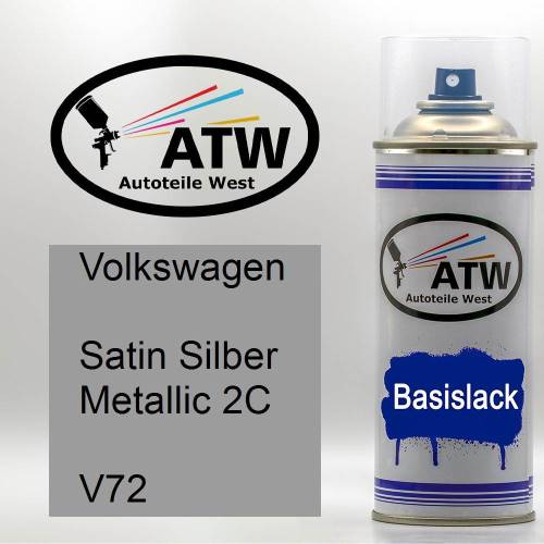 Volkswagen, Satin Silber Metallic 2C, V72: 400ml Sprühdose, von ATW Autoteile West.